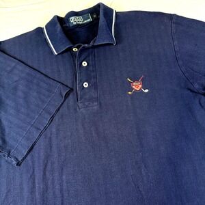 Vintage Polo Ralph Lauren Shirt Crossed Golf Clubs Shield Crest Mens Size Medium